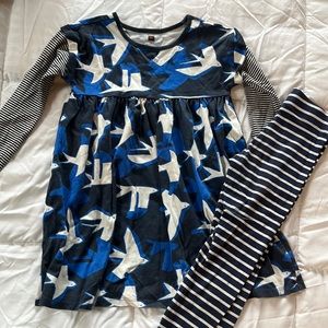 Tea Collection size 7 dress, bonus mini Boden capri leggings